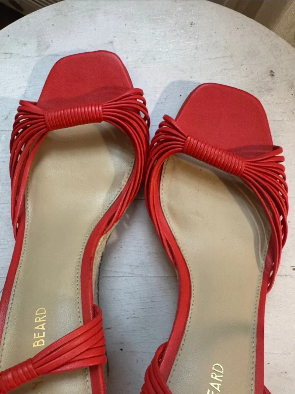 Veronica Beard Red Braided Espadrille Wedge Sandals